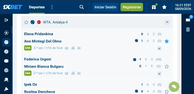 1xBet cobertura amplia de fútbol y tenis